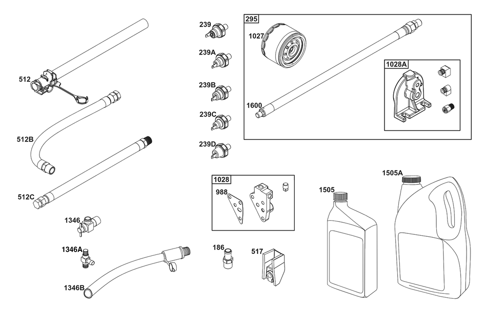 Model 29, 30, 35 And 38 Engine Accessories Catalog / Lubrication Diagram and Parts List for 305446-0639-F1  Briggs and Stratton Engine
